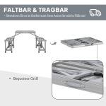 Campingbord Fällbord med 4 Stolar Grå av Aluminium för Camping och Trädgård Lätt Multifunktionellt Bord för 4 Personer 85,5 x 135 cm
