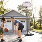 Barnbasketsystem Basketkorg Svart PE och Stål för Trädgård och Lekplats Höjdjusterbar Rullbar Vattenfyllbar 194-249 Cm