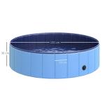 Hundbassäng Plaskdamm Blå Röd PVC och Trä för Hundar Pool för Avkylning på Sommaren Hopfällbar 120 X 30 Cm