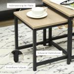 Soffbord Sidobord Set om 3 Natur av Trälook och Stål för Vardagsrum och Soffhörna Modern Design med Stålstomme Praktisk