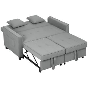 Bäddsoffa 4 i 1 med Justerbart Ryggstöd och Dyna för Vardagsrum och Sovrum Ergonomisk och Modern Grå Tyg och Metall