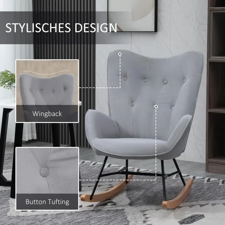 Gungstol Amningsstol Ergonomisk Fåtölj Ljusgrå
