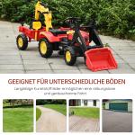 Pedaltraktor med Släp och Frontlastare Pedalgrävare för Barn från 3 År Röd 179 X 42 X 59 Cm