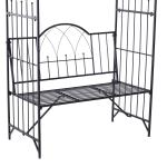 Rosenbåge med Trädgårdsbänk Romantisk Sittplats med Spaljé för Rosor och Murgröna Väderbeständig Metallram Svart 121 X 50 X 203 Cm