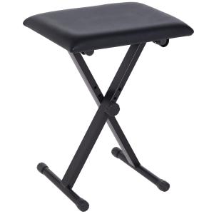 Höjdjusterbar Pianopall, X-formad Pianobänk med Konstläderkudde, Fällbar Pianostol för Klaviatur, 39 x 29 x 37–47 cm, Svart