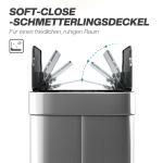 Soptunna med Sensor Silver Rostfritt Stål för Kök och Kontor Automatisk Papperskorg med Rörelsesensor Hygienisk Avfallshantering Touch Free 55 l