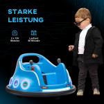 Barnbil Elbil 12V Stötfångare med Fjärrkontroll Blå av Plast för Barn 3-5 År Fordon med Musik och Ljus 360° Rotation 1,5-3 km/h