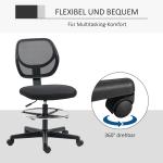 Ergonomisk Kontorsstol med Fotstöd, Höj- och Sänkbar Skrivbordsstol, Bekväm Snurrstol för Arbetsplatsen, Svart