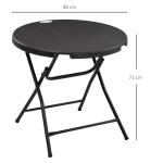 Runt Hopfällbart Trädgårdsbord, Praktiskt Matbord i Trälook, Smidigt Extrabord för Balkong, Mörkgrå, 80 cm