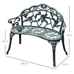 Trädgårdsbänk Metall för 2 Personer Klassisk Parkbänk Väderbeständig Pulverlackering Svart 100 X 54 X 78 Cm