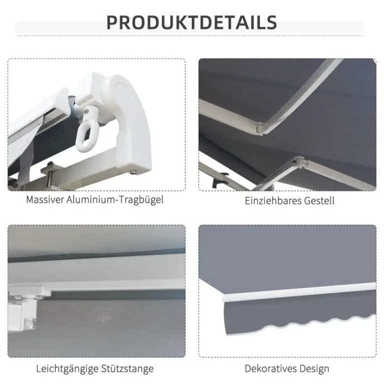 Ledarmsmarkis Klämmarkis Uteplatsmarkis 3,95 x 3 m