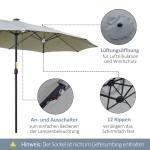 Dubbelt Parasoll med LED-Belysning, Stort Solskydd med Vev och Solcellslampor, Perfekt för Kvällar på Terrassen, Ljusgrå/Svart, 4,5 m