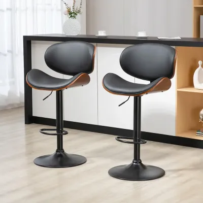 Barstolar Köksstolar Set om 2 Svart 53 x 52 x 92-112 cm