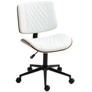 Höjdjusterbar Kontorsstol med Hjul och Diamantsömmar, Vit, 52x53x80-90 cm