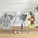 Vikbar och Portabel Klädluftare Teleskopstavar Rostfritt Stål och Plast Silver och Vit 146 X 60,5 X 98 Cm