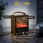 Elektrisk Kamin med LED-Eld, Fristående Värmare med Två Effektlägen, Tystgående och Säkert Överhettningsskydd, Svart, 750/1500 W