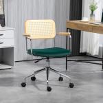Skrivbordsstol i Bohostil med Armstöd i Trä och Justerbar Höjd för Kontor Ergonomisk och Stabil Grön Stål och Tyg upp till 120 kg