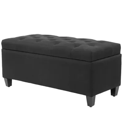 Sittbänk med Förvaring & Knapphäftning Svart