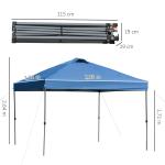 Lusthus Paviljong Pop-Up Partytält Blå av Polyester och Metall för Trädgård och Camping Vintertätt Tält med Väska 3 x 3 m