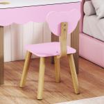 Sminkbordsset med Pall för Barn, Sminkspegel och Björnform med Låda i MDF, Rosa
