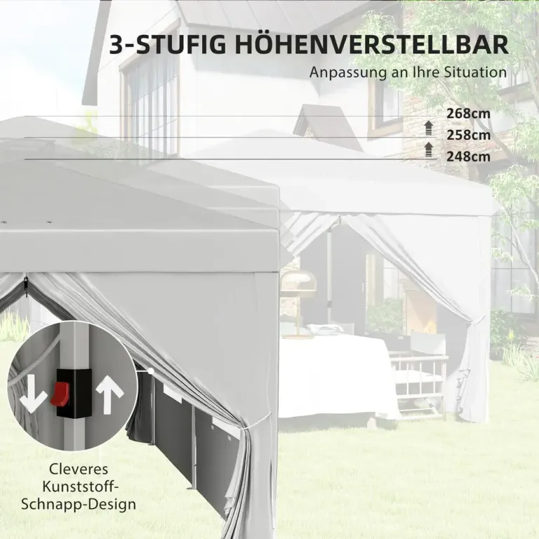 Trädgårdspaviljong Pop-up Partytält Ljusgrå 3 x 6 m