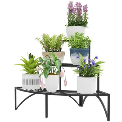 Växtställ Blomsterhylla 3 Våningar Svart 60 cm