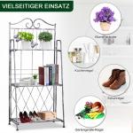 Blomhylla Metall 3 Våningar Dekorativ Växttrappa för Inomhus och Utomhus Platsbesparande Blomställning Silvergrå 44 X 25 X 96 Cm