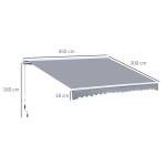 Vikarmsmarkis med Handvev Solskydd för Terrass och Uteplats Justerbar UV-Beständig Polyesterväv Aluminiumstativ Grå 4,5 X 3 M