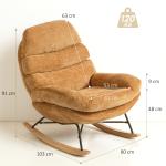 Gungstol Modern Gul Tyg och Trä för Vardagsrum Bekväm Fåtölj med Stålben och Mjuk Stoppning Relaxstol 70 cm