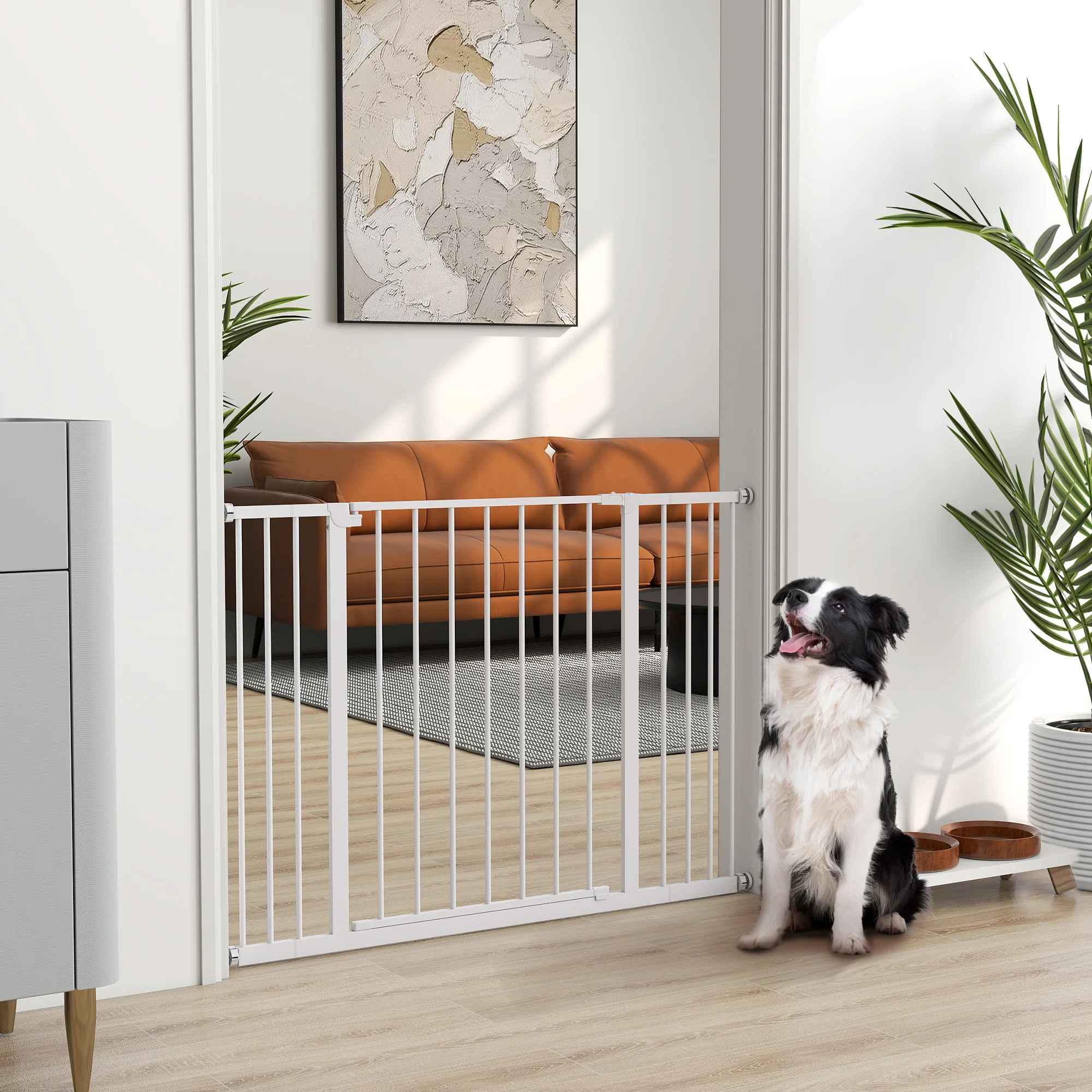 Trappgrind Hund Klämfäste Metall Vit 76-107 x 76 Cm