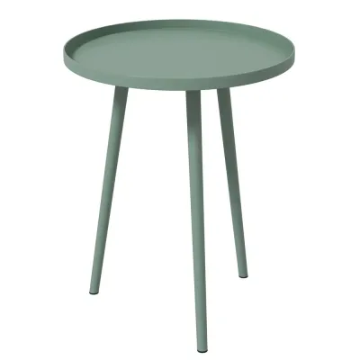Trädgårdsbord Sidobord med Upphöjd Kant Grön av Stål 50 cm