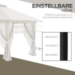 Fällbart Lusthus Paviljong Krämvit av Stål och Polyester för Trädgård och Evenemang Justerbar Höjd med UV-Skydd och 4 Nätgardiner 4 x 4 m