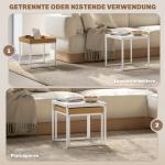 Modernt Soffbord, Set med 2, Fyrkantigt, MDF och Metall, Vit