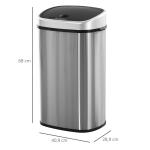 Sopkärl 58 L Automatisk Soptunna med IR-Sensor Rostfritt Stål Hygienisk Silver 40,9 X 28,9 X 68 Cm