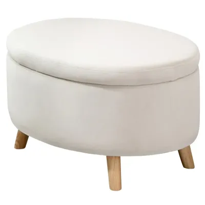 Bänk Förvaringsbänk Oval Stoppad Pall 71 x 51,5 x 42 cm