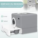 Kattlåda Toalett Grå av Plast för Katter upp till 4 kg med Lock och Skopa 2 Utgångar Hygienisk 52 x 41 x 38,5 cm