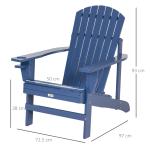 Adirondackstol med Mugghållare, Bekväm Trädgårdsstol i Massivt Trä, Klassisk Design för Uteplatsen, Blå, 97 x 72,5 x 93 cm