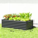 Odlingslåda Metall Mörkgrå Stål för Trädgård och Uteplats Planteringslåda med Öppen Botten Robust och Väderbeständig 180x90x57,5 cm
