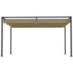 Pergola Trädgårdspaviljong med Justerbart Tak Khaki av Metall för Uteplats och Trädgård Fristående Solskydd 3 x 2 m
