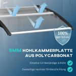 Entrétak Dörrtak Svart av Aluminium och Polykarbonat för Ytterdörr Väderskydd med UV-Skydd och Regnskydd 103 x 96,5 x 27 cm
