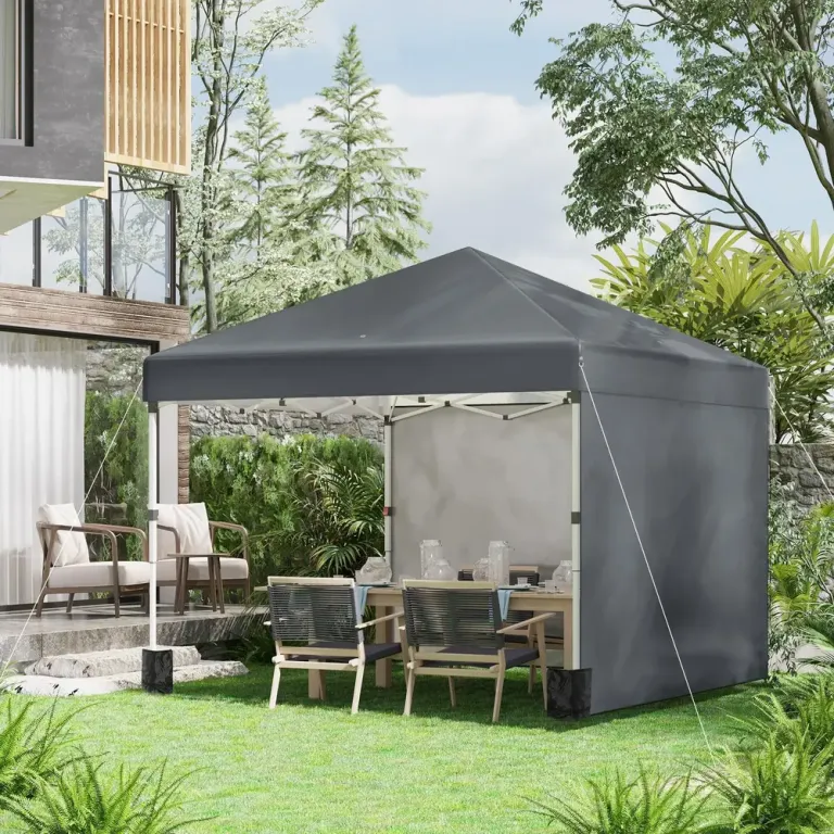 Hopfällbar Paviljong Campingtält Mörkgrå 2,97 x m