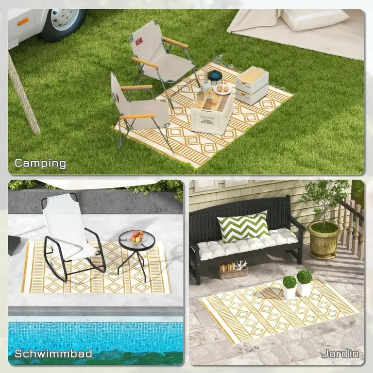 Utomhusmatta Plastmatta Kaffe och Vit av Plast 121 x 182 cm