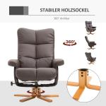 Relaxfåtölj med Fotpall och Förvaring Snurrbar TV-Stol med Liggfunktion Konstläder och Träram Brun 80 X 86 X 99 Cm