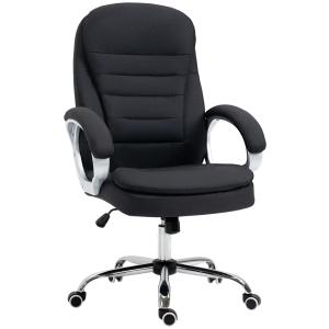 Kontorsstol Linnetyg med Vippfunktion Ergonomisk Skrivbordsstol Justerbara Armstöd för Hemmakontor Svart 64 X 75 X 111-121 Cm