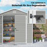 Redskapsbod och Trädgårdshus med Sadeltak och Stor Förvaringsyta för Uteplats Hållbar och Stabil Ljusgrå Stål 4,1 m² 240 x 190 x 180/228 cm