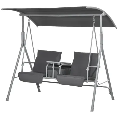 Trädgårdsgunga Hammock Svart av Stål och Tyg 2-Sits