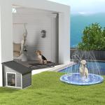 Splash Sprinkler Pad Vattenlekmatta, Halkskyddad Vattenmatta för Hundar, Rolig Sommarlek i PVC för Trädgården, Blå, 170 cm