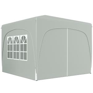 Lusthus Paviljong Pop-Up Partytält Ljusgrå av Polyester och Metall för Trädgård och Camping Vintertätt Tält med 4 Sidopaneler 3 x 3 m