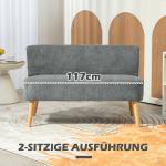2-sits Stoppad Soffa, Trä, Sammetspolyester och Skum, Grå, 117 x 56,5 x 77 cm