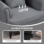 Wingback Fåtölj med Fotpall, Stoppad med Gummiträben och Tygöverdrag, Grå